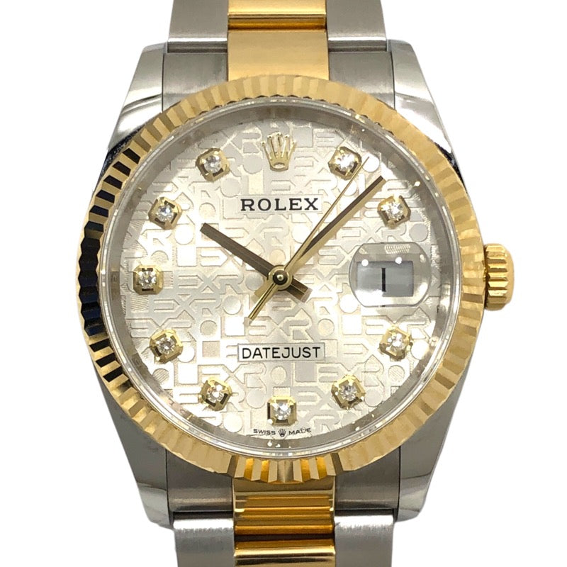 ロレックス ROLEX デイトジャスト36 ランダムシリアル 126233G シルバーコンピューター オイスターブレス SS/K18YG メンズ 腕時計