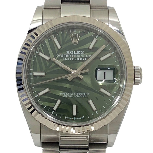 ロレックス ROLEX デイトジャスト36 ランダムシリアル 126234 オリーブグリーン パームモチーフ オイスターブレス SS/K18WG メンズ 腕時計