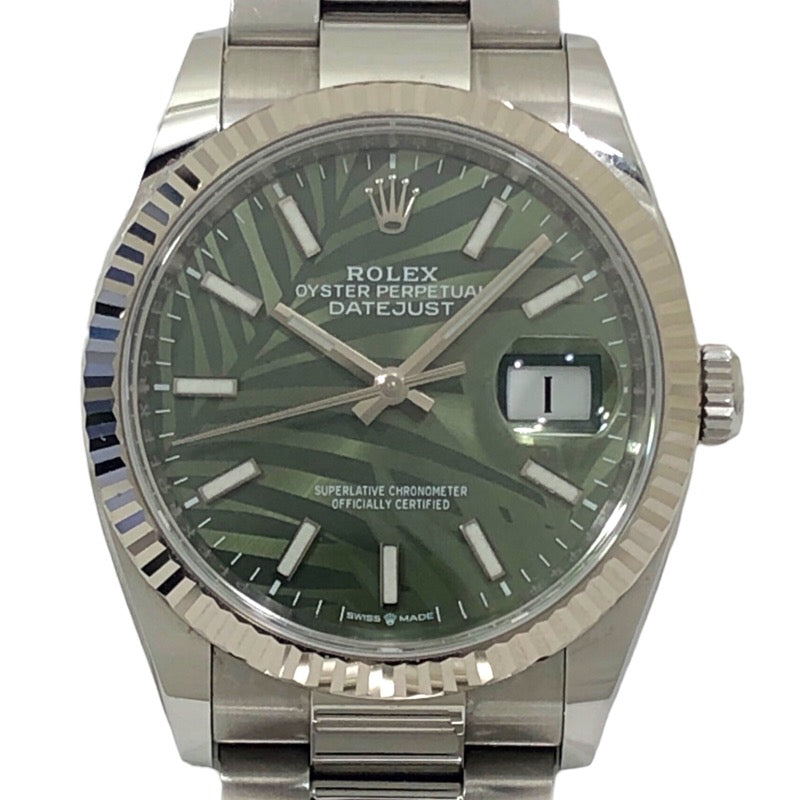 ロレックス ROLEX デイトジャスト36 ランダムシリアル 126234 オリーブグリーン パームモチーフ オイスターブレス SS/K18WG メンズ 腕時計
