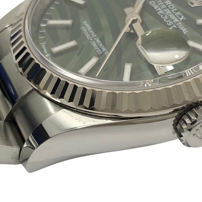 ロレックス ROLEX デイトジャスト36 ランダムシリアル 126234 オリーブグリーン パームモチーフ オイスターブレス SS/K18WG メンズ 腕時計