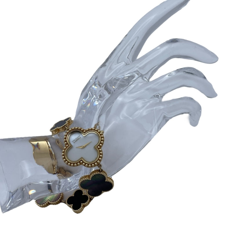 ヴァンクリーフ＆アーペル Van Cleef & Arpels アルハンブラ ブレスレットウォッチ ホワイトシェル 136674(VCARF 53500) ホワイトシェル K18YG レディース 腕時計