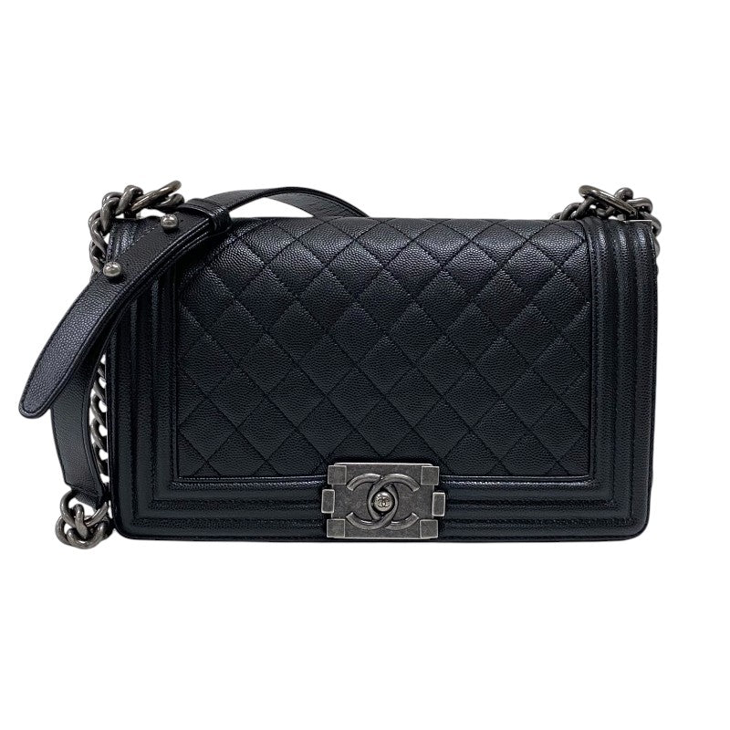 シャネル CHANEL ボーイシャネル25 A67086 ブラック キャビアスキン レディース ショルダーバッグ