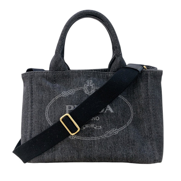 プラダ PRADA カナパハンドバッグ 1BG439 ブラック デニム レディース ハンドバッグ