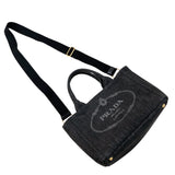 プラダ PRADA カナパハンドバッグ 1BG439 ブラック デニム レディース ハンドバッグ
