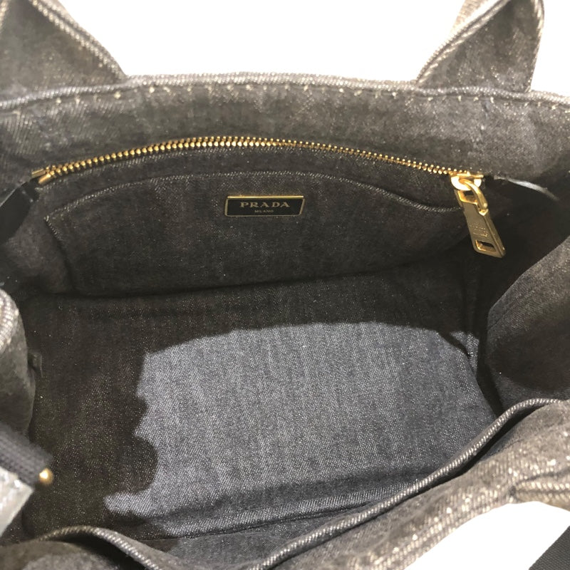 プラダ PRADA カナパハンドバッグ 1BG439 ブラック デニム レディース ハンドバッグ