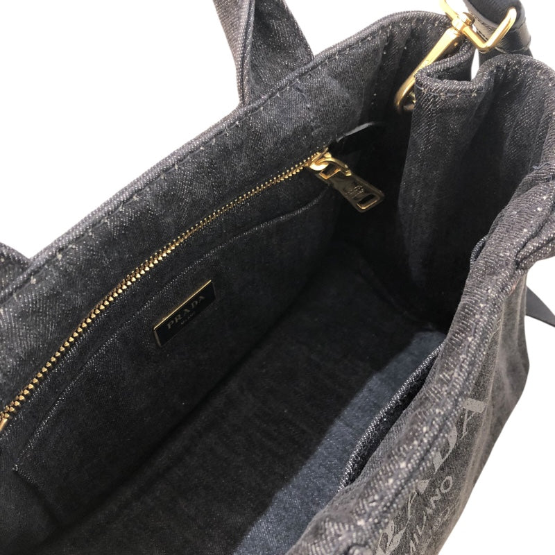 プラダ PRADA カナパハンドバッグ 1BG439 ブラック デニム レディース ハンドバッグ