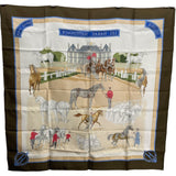 エルメス HERMES カレ90　LES HARAS NATIONAUX ブラウン シルク100％ レディース スカーフ