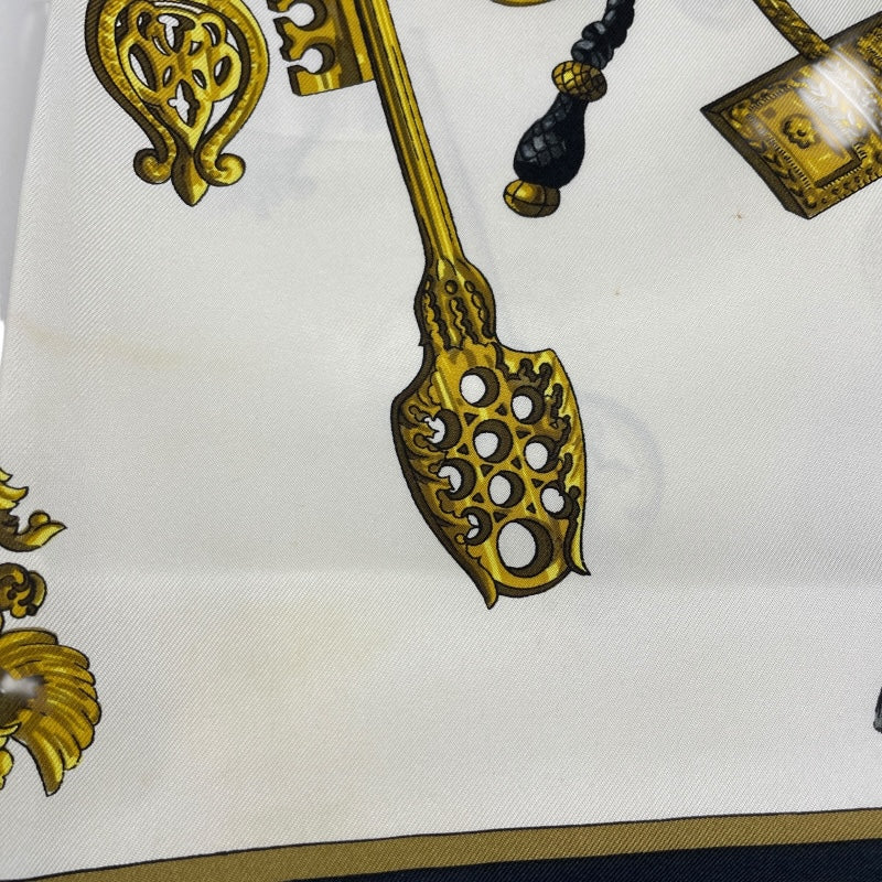 エルメス HERMES カレ90　LES CLES THE KEYS RARE ブラック シルク100％ レディース スカーフ