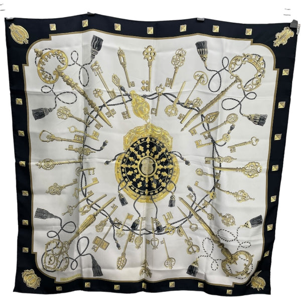 エルメス HERMES カレ90　LES CLES THE KEYS RARE ブラック シルク100％ レディース スカーフ