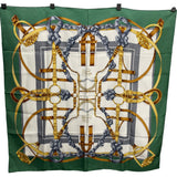 エルメス HERMES カレ90 大調教術 カーキ シルク100％ レディース スカーフ