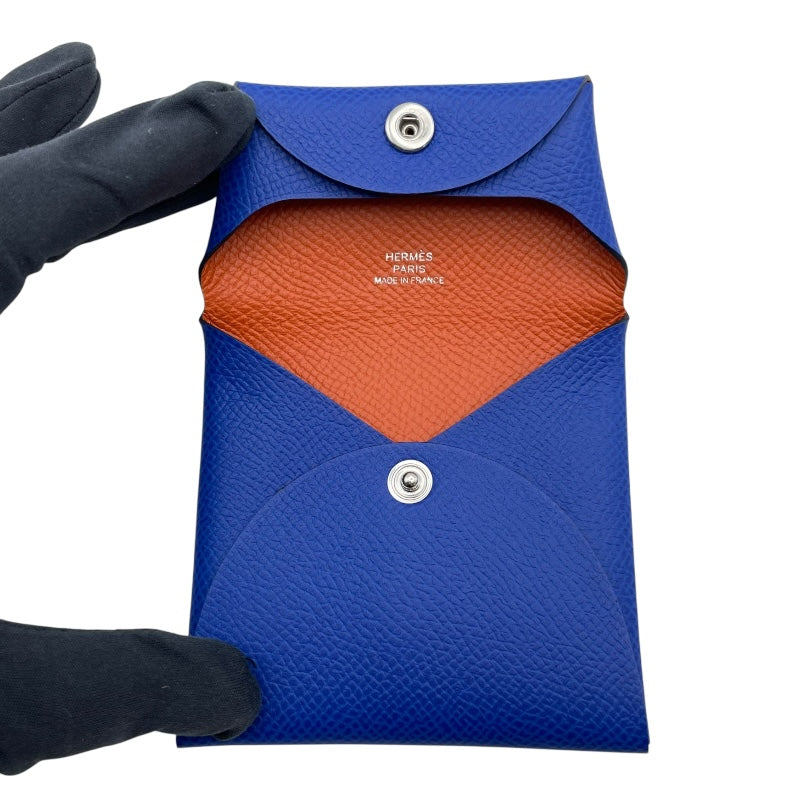 エルメス HERMES バスティア ヴェルソ B刻 ブルーロワイヤルxテールバテュー SV金具 エプソン レディース コインケース
