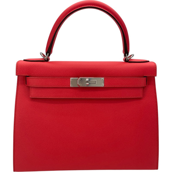 エルメス HERMES ケリー28　外縫い Y刻 ローズテキサス SV金具 エプソン レディース ショルダーバッグ