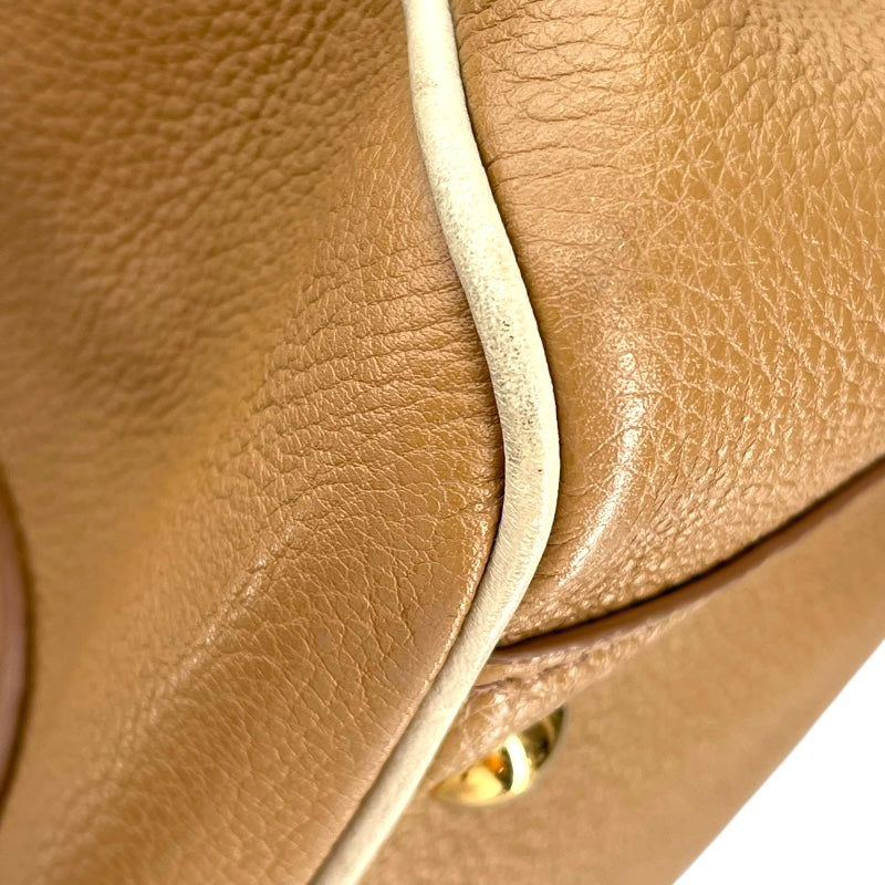 ミュウミュウ miu miu 2WAY ハンドバッグ ベージュ レザー レディース ハンドバッグ