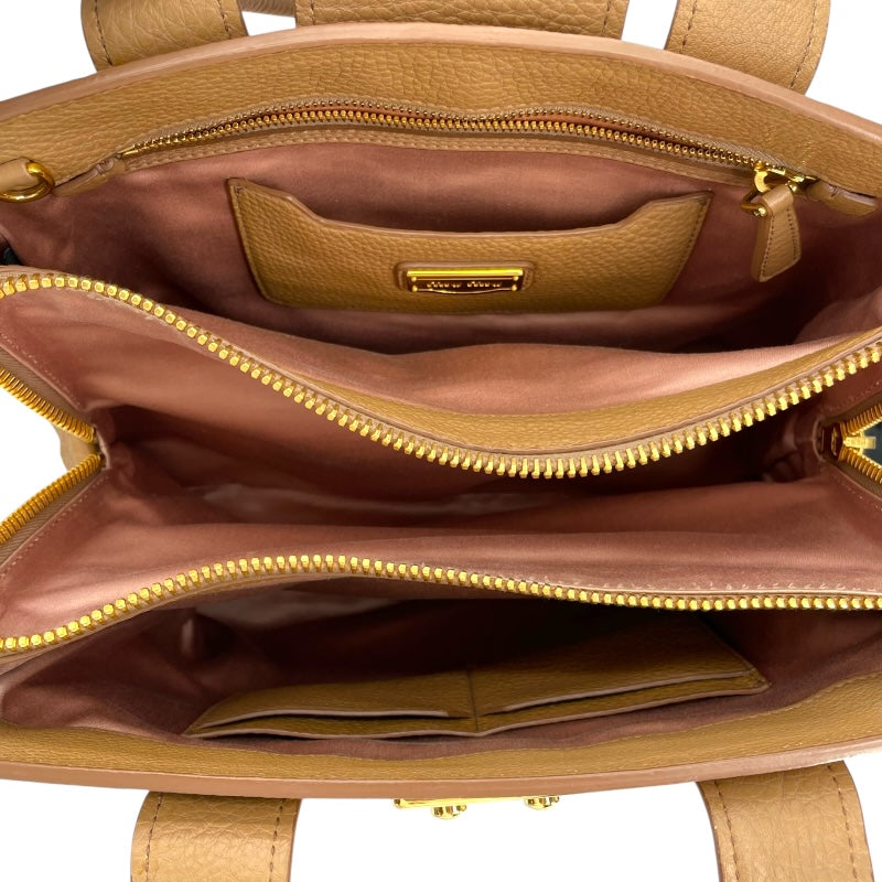 ミュウミュウ miu miu 2WAY ハンドバッグ ベージュ レザー レディース ハンドバッグ