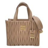 ミュウミュウ miu miu マテラッセ トート 5BG263 ピンクベージュ レザー レディース トートバッグ