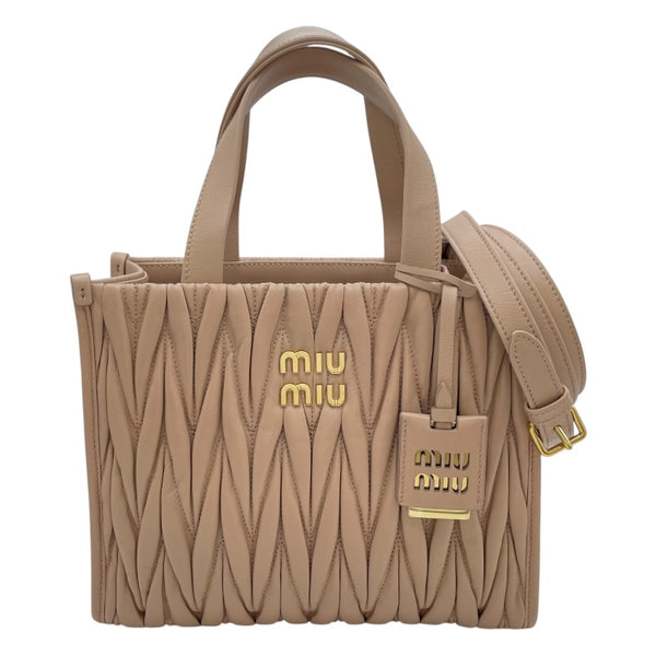 ミュウミュウ miu miu マテラッセ トート 5BG263 ピンクベージュ