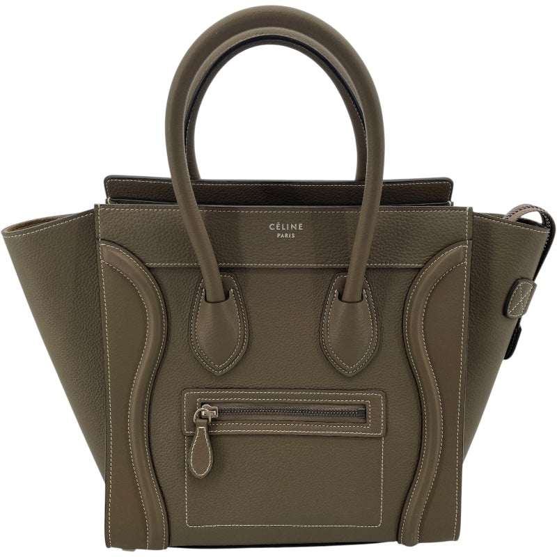 セリーヌ CELINE ラゲージ　マイクロショッパー グレージュ ドラムドカーフ レディース ハンドバッグ
