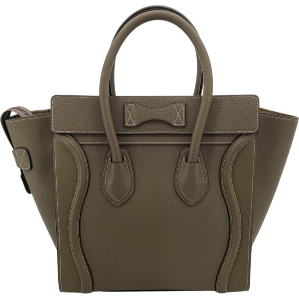 セリーヌ CELINE ラゲージ　マイクロショッパー グレージュ ドラムドカーフ レディース ハンドバッグ