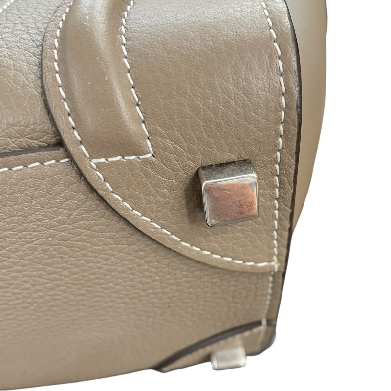 セリーヌ CELINE ラゲージ　マイクロショッパー グレージュ ドラムドカーフ レディース ハンドバッグ