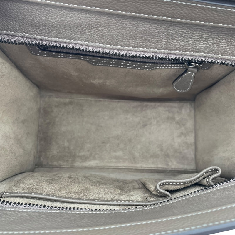 セリーヌ CELINE ラゲージ　マイクロショッパー グレージュ ドラムドカーフ レディース ハンドバッグ