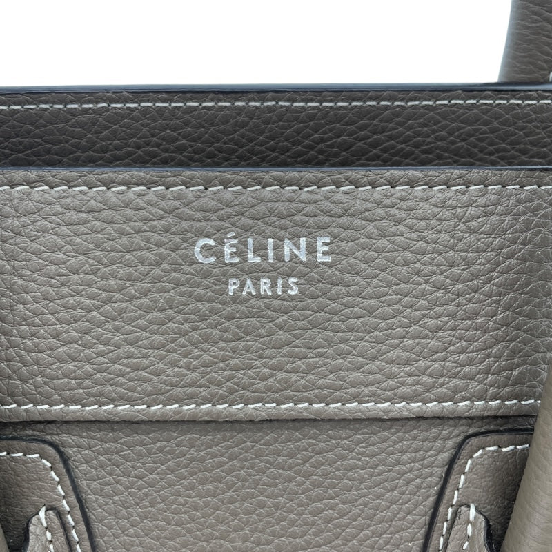 セリーヌ CELINE ラゲージ　マイクロショッパー グレージュ ドラムドカーフ レディース ハンドバッグ
