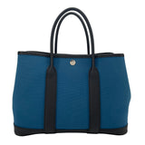 エルメス HERMES ガーデンパーティTPM A刻 ブルー系xブラック SV金具 トワル レディース トートバッグ