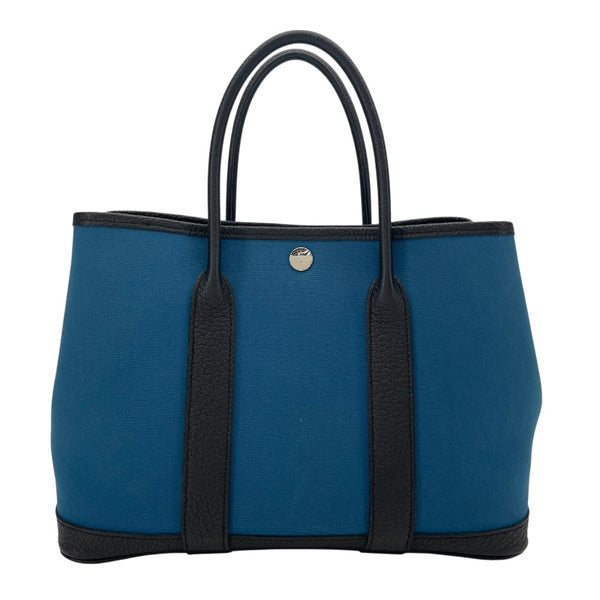 エルメス HERMES ガーデンパーティTPM A刻 ブルー系xブラック SV金具 トワル レディース トートバッグ