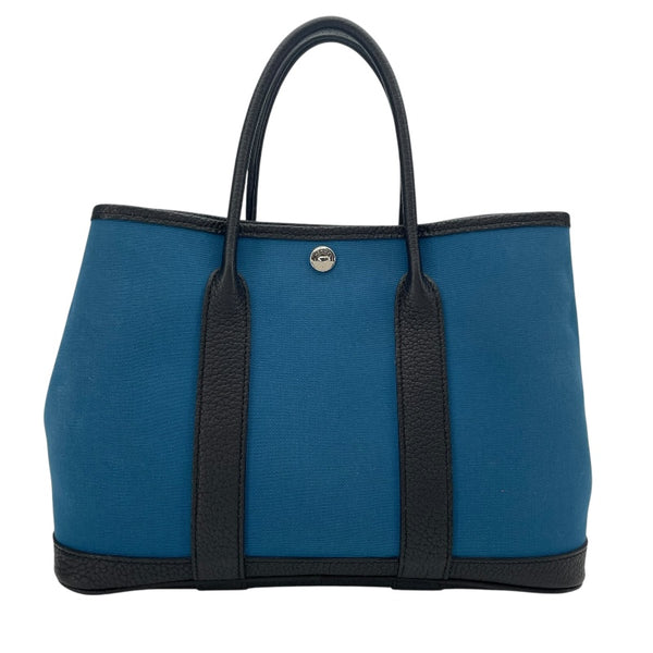 エルメス HERMES ガーデンパーティTPM A刻 ブルー系xブラック SV金具 トワル レディース トートバッグ