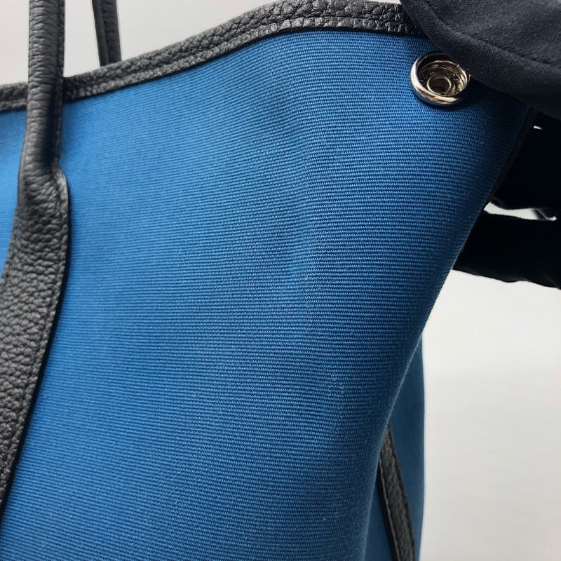 エルメス HERMES ガーデンパーティTPM A刻 ブルー系xブラック SV金具 トワル レディース トートバッグ