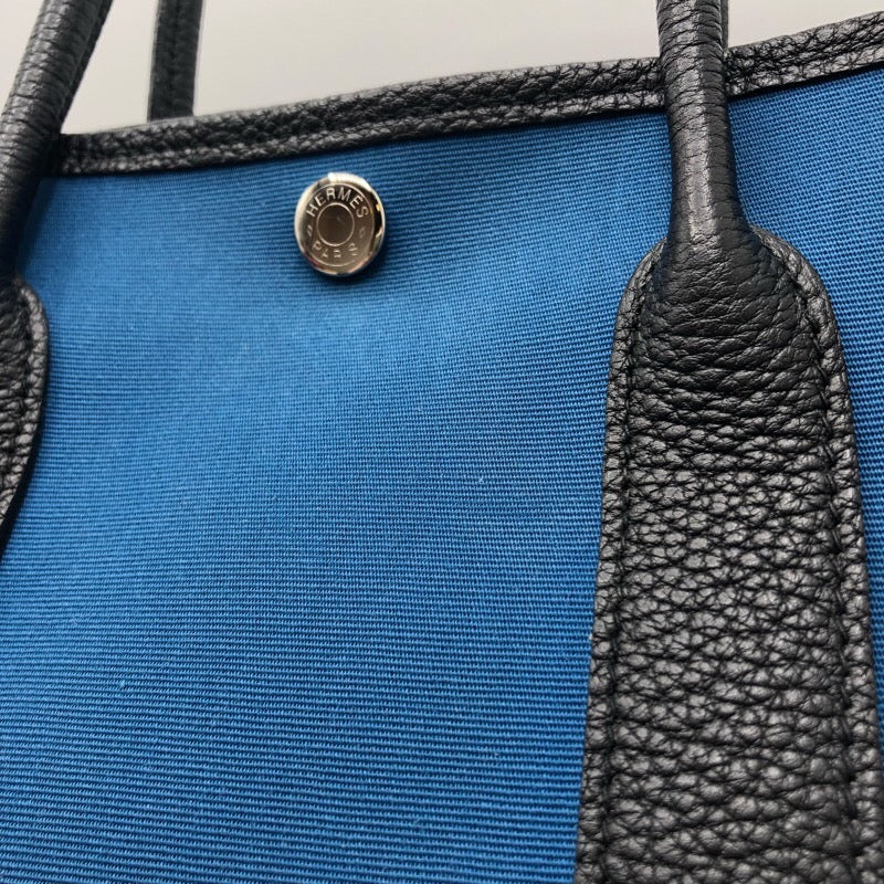 エルメス HERMES ガーデンパーティTPM A刻 ブルー系xブラック SV金具 トワル レディース トートバッグ