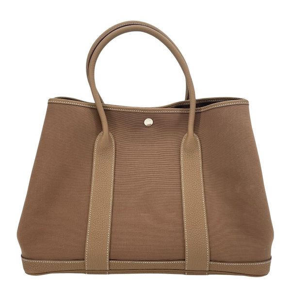 エルメス HERMES ガーデンパーティPM C刻 エトゥープ SV金具 トワル レディース トートバッグ
