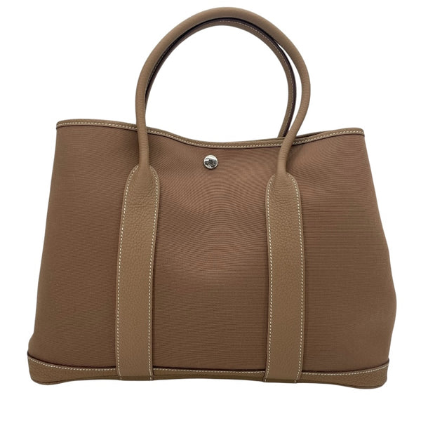エルメス HERMES ガーデンパーティPM C刻 エトゥープ SV金具 トワル レディース トートバッグ