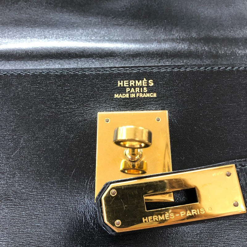 エルメス HERMES ケリー32 内縫い 〇S刻印 ブラック ゴールド金具 ボックスカーフ レディース ショルダーバッグ