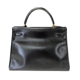 エルメス HERMES ケリー32 内縫い 〇S刻印 ブラック ゴールド金具 ボックスカーフ レディース ショルダーバッグ