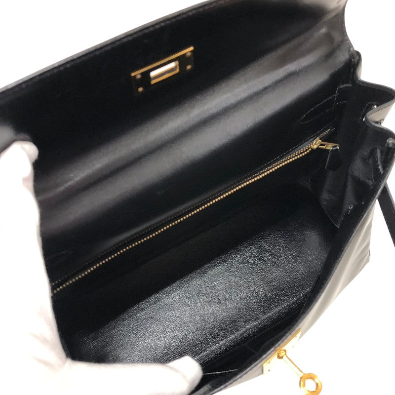 エルメス HERMES ケリー32 内縫い 〇S刻印 ブラック ゴールド金具 ボックスカーフ レディース ショルダーバッグ