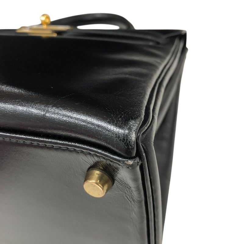 エルメス HERMES ケリー32 内縫い 〇S刻印 ブラック ゴールド金具 ボックスカーフ レディース ショルダーバッグ