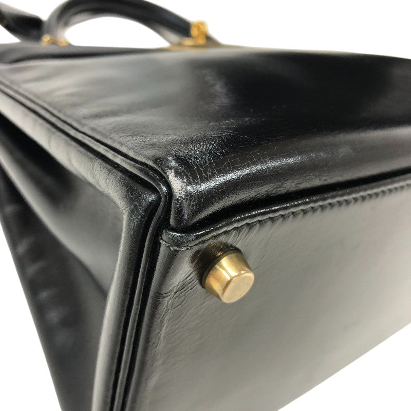 エルメス HERMES ケリー32 内縫い 〇S刻印 ブラック ゴールド金具 ボックスカーフ レディース ショルダーバッグ