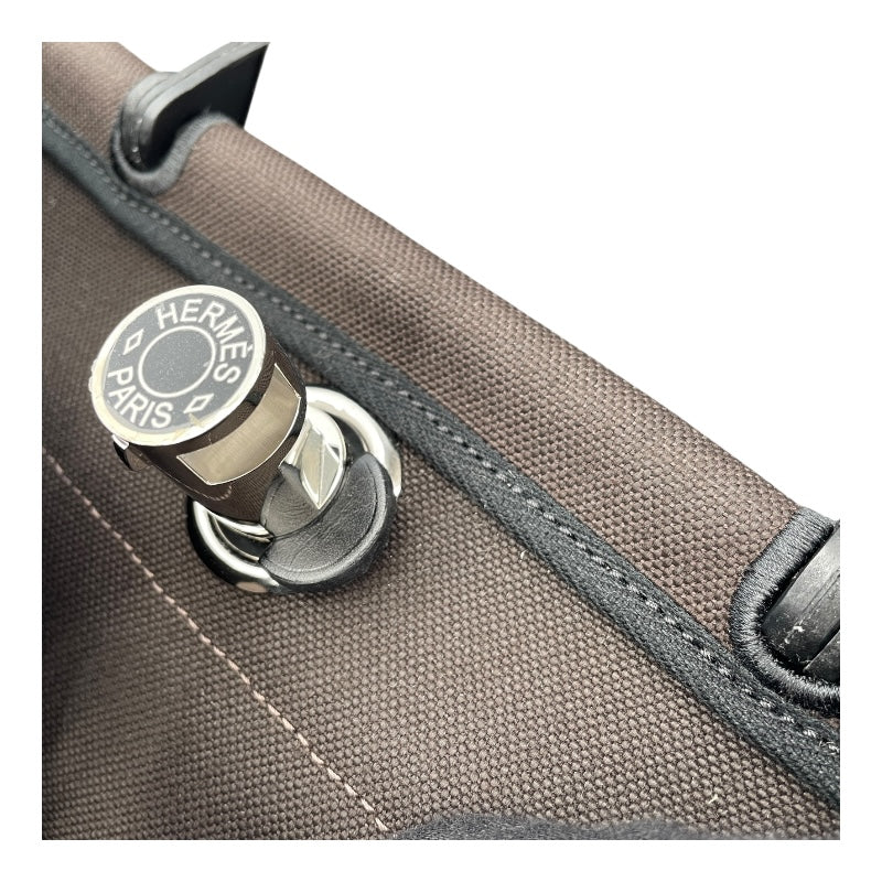 エルメス HERMES エールバッグジップPM Z刻 ダークブラウン SV金具 トワル/レザー レディース ハンドバッグ