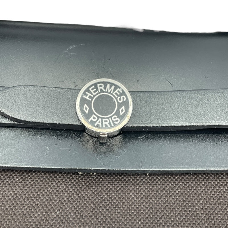 エルメス HERMES エールバッグジップPM Z刻 ダークブラウン SV金具 トワル/レザー レディース ハンドバッグ