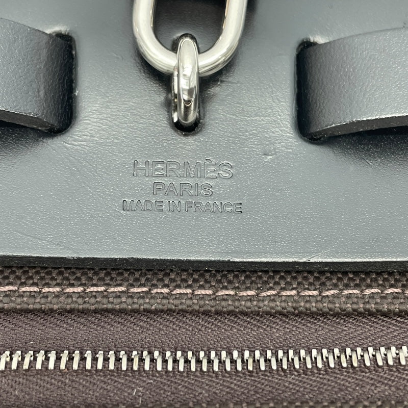 エルメス HERMES エールバッグジップPM Z刻 ダークブラウン SV金具 トワル/レザー レディース ハンドバッグ
