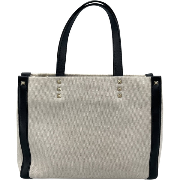 ヴァレンティノ VALENTINO スタッズ 2WAY ホワイト×ブラック キャンバス・レザー レディース ショルダーバッグ
