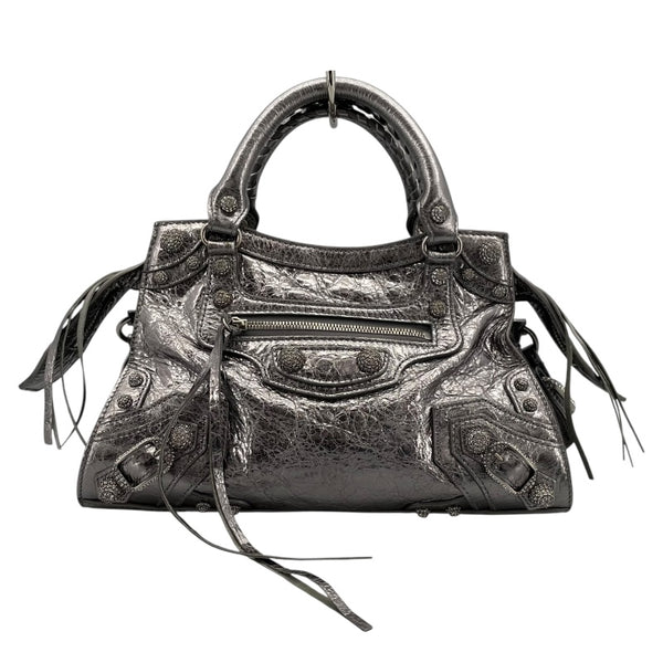 バレンシアガ BALENCIAGA ネオカゴールXS 700940 シルバー レザー レディース ハンドバッグ