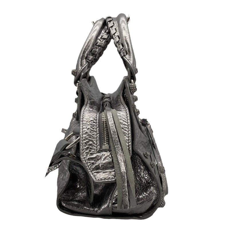 バレンシアガ BALENCIAGA ネオカゴールXS 700940 シルバー レザー レディース ハンドバッグ
