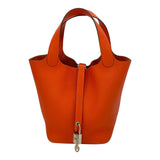 エルメス HERMES ピコタンロックPM Y刻 オレンジ SV金具 トリヨン レディース ハンドバッグ