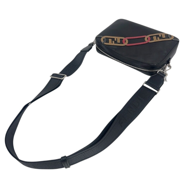 フェンディ FENDI カメラケース ミディアム 7M0286 ブラック シルバー金具 レザー メンズ ショルダーバッグ