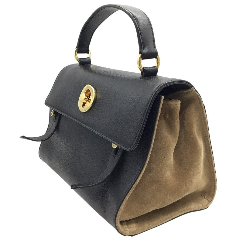 サンローラン SAINT LAURENT ミューズトゥ MUSE TWO 368229 ブラック×GD金具 レザー レディース ハンドバッグ