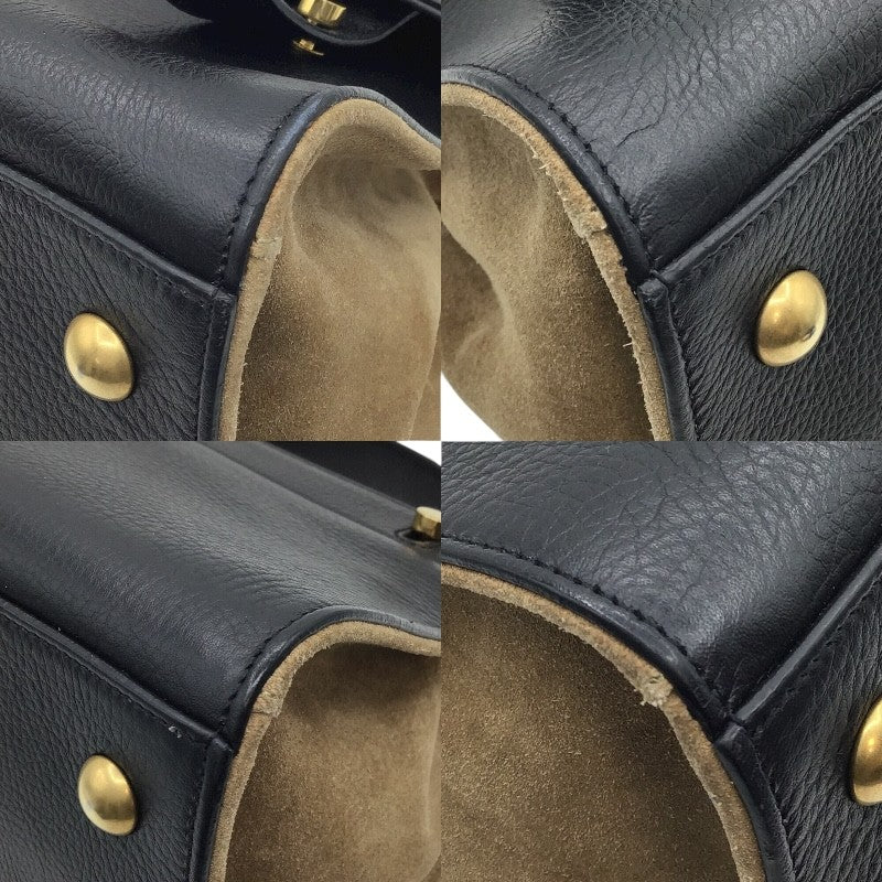 サンローラン SAINT LAURENT ミューズトゥ MUSE TWO 368229 ブラック×GD金具 レザー レディース ハンドバッグ