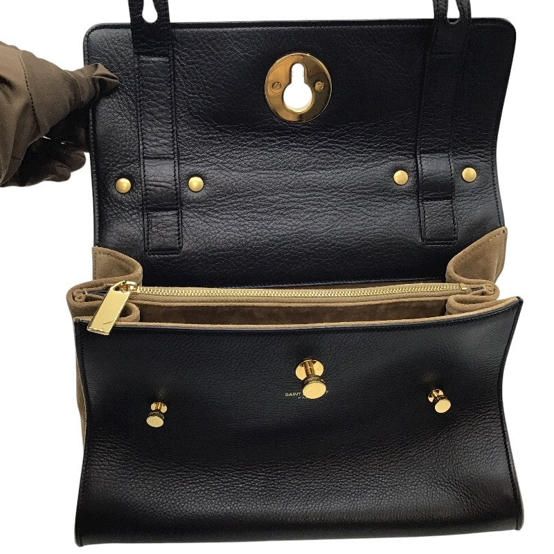 サンローラン SAINT LAURENT ミューズトゥ MUSE TWO 368229 ブラック×GD金具 レザー レディース ハンドバッグ