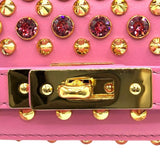 エム・シー・エム MCM ビジュー・スタッズサッチェルバッグ ピンク×GD金具 レザー・ヴィセトスキャンバス レディース ショルダーバッグ