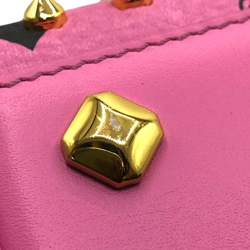 エム・シー・エム MCM ビジュー・スタッズサッチェルバッグ ピンク×GD金具 レザー・ヴィセトスキャンバス レディース ショルダーバッグ